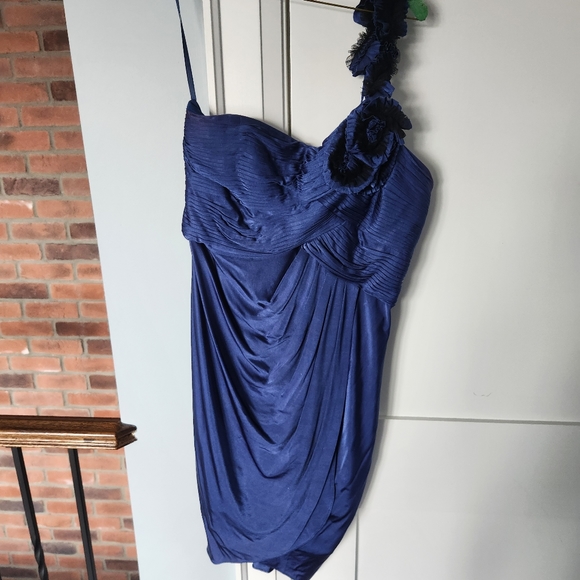 BCBG Maxazria Blue one shoulder blue dress - Picture 1 of 3